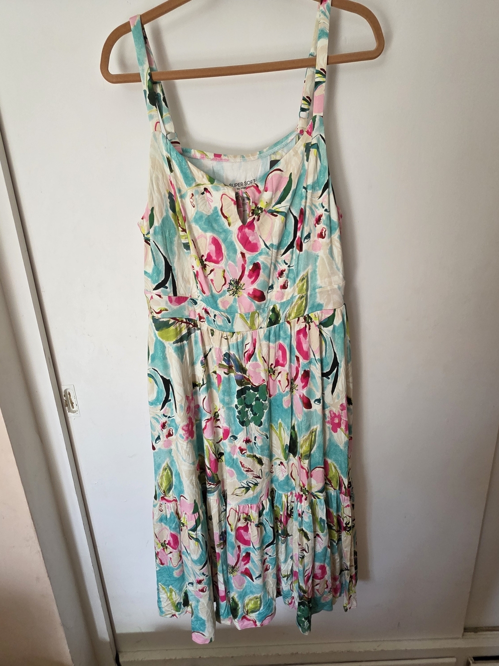 NWT torrid Floral Strappy Midi Dress in Aqua, Pink and Green